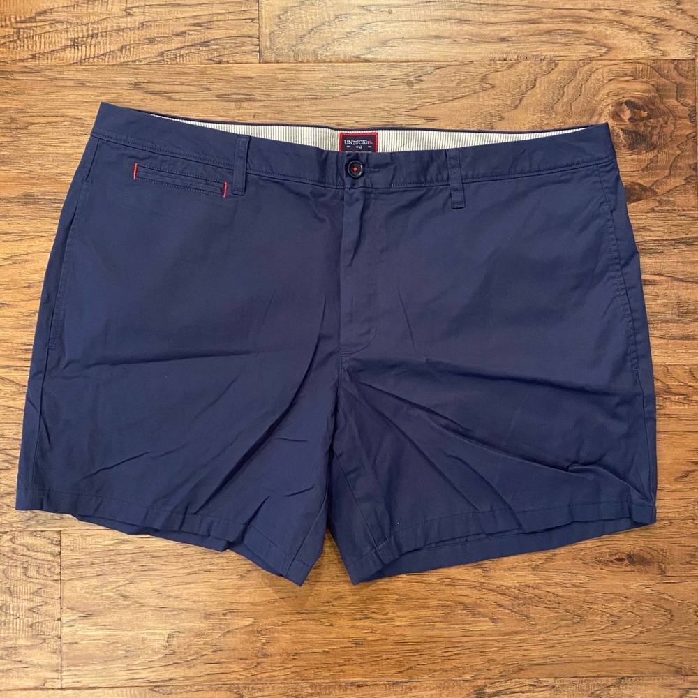 UNTUCKit Chino Shorts Mens W42 Navy Blue Pima Cotton Stretch 40069 Regular Fit